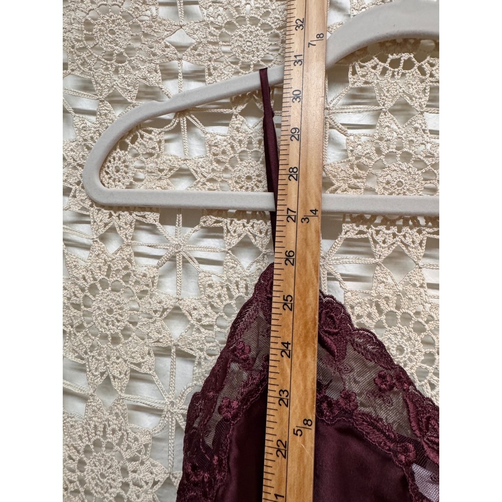 Victoria's Secret Burgundy Satin Lace Slip Chemise Nightgown‎ M - Picture 6 of 7